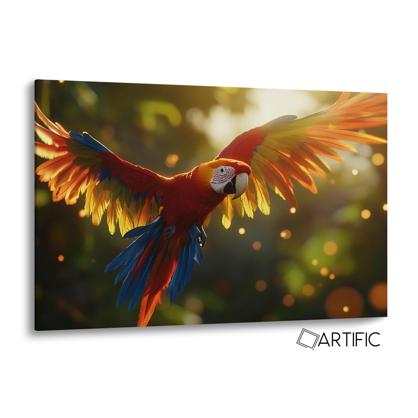 Ara Vibrante en Vuelo