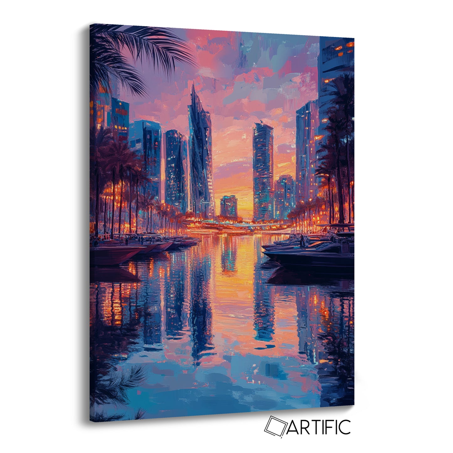 Horizontes de ciudad al óleo