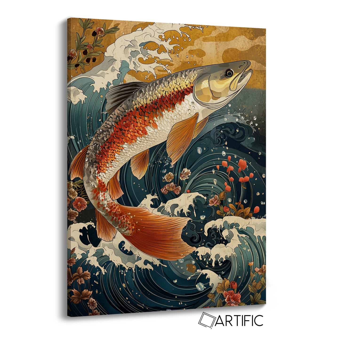 Arte de Koi en Olas
