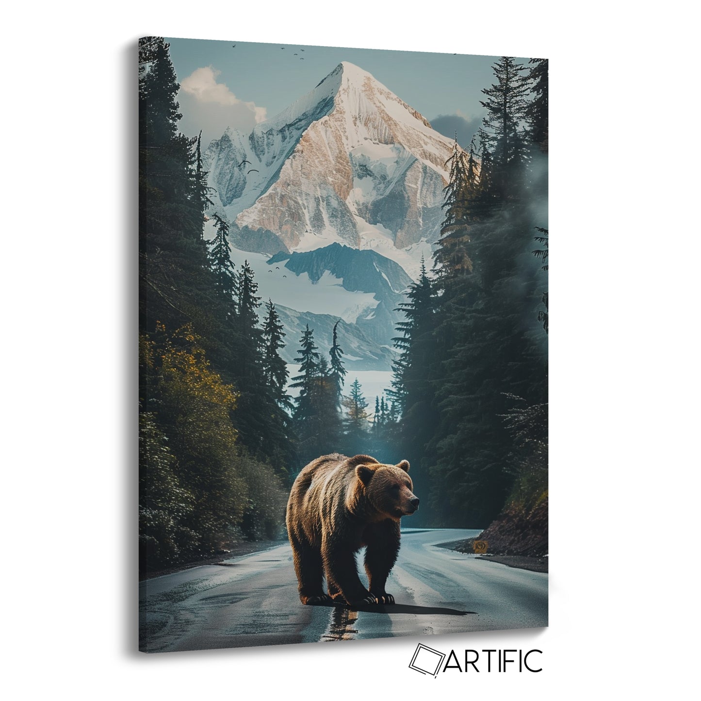 Oso y Montaña Majestuosa
