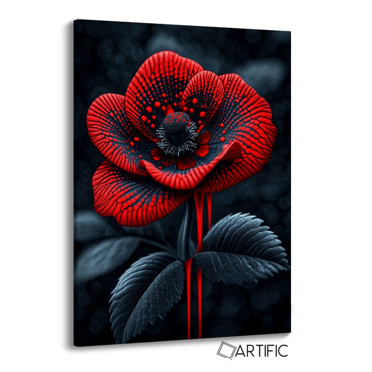 Flor Mística en Rojo y Negro