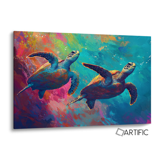 Dúo de Tortugas Coloridas