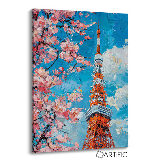 Cerezos y Torre Tokio