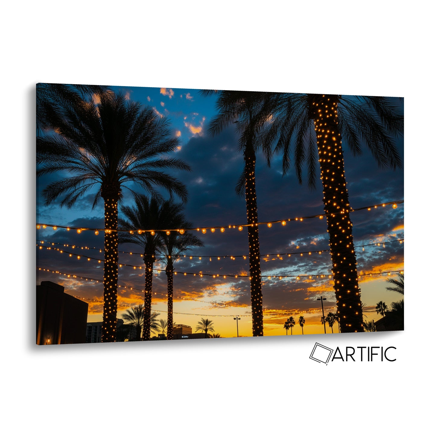 Palmeras Brillantes al Atardecer