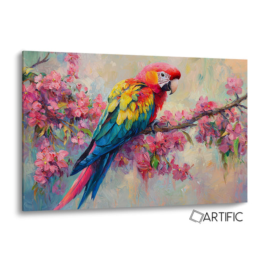 Loro en flores de cerezo